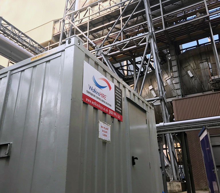 The containerised steam boiler plant on site at Drax in the BECCS Incubation Hub.